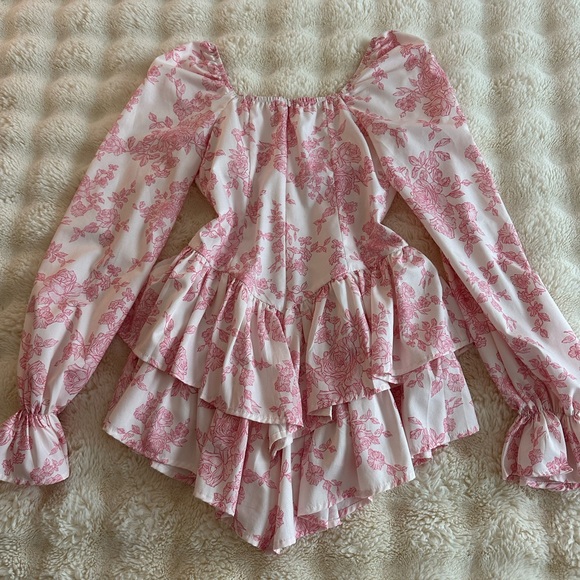 Floral Pink Ruffle Romper - Picture 3 of 6